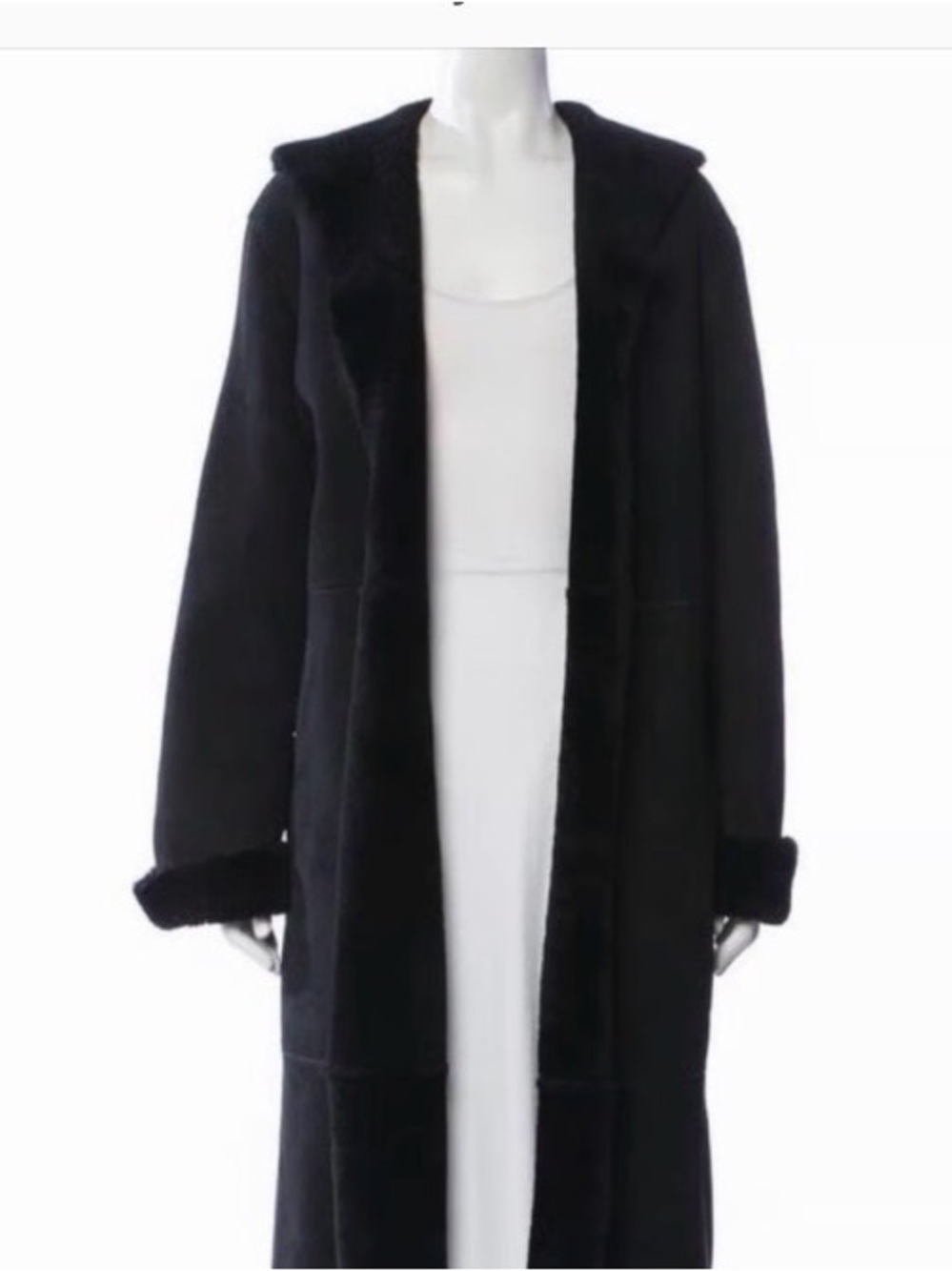 DKNY vintage shearling Zip-Front Cape Coat